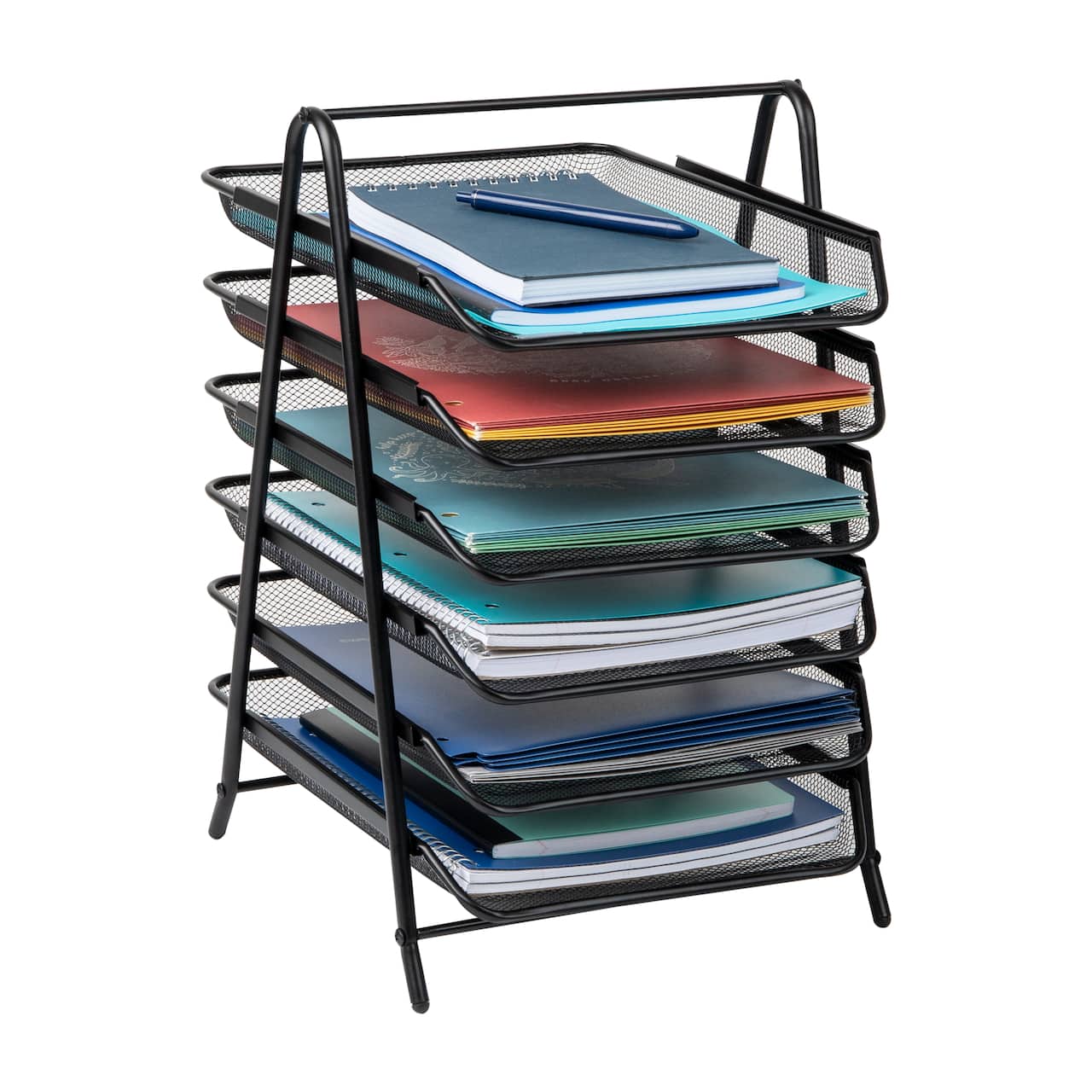 Mind Reader Black Metal Mesh 6-Tier Paper Tray